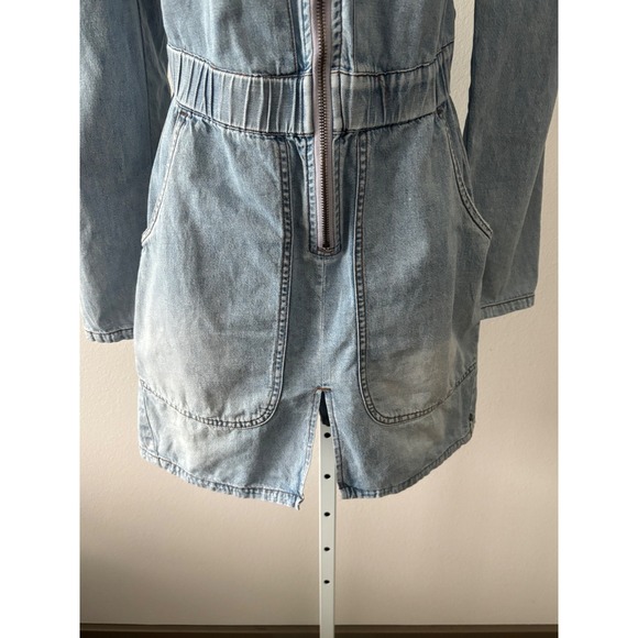 One Teaspoon Denim Mini Dress Size Medium Zip Front Modern Utility Designer - Picture 7 of 16